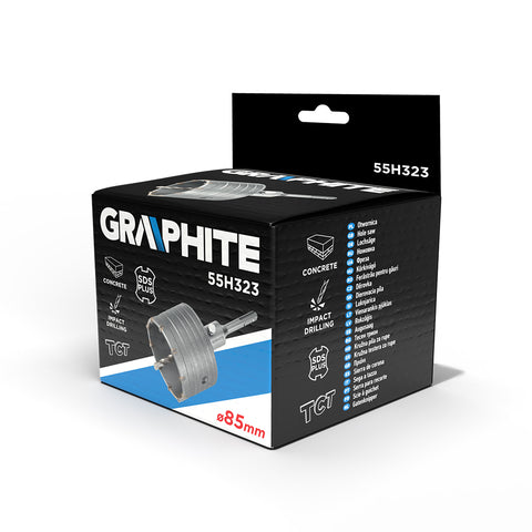GRAPHITE 55H323 Koronafúró, körkivágó, 85 mm, SDS Plus szárral és központfúróval