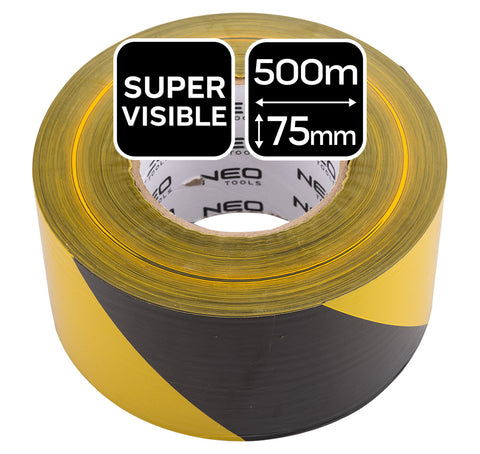 Jelzőszalag sárga-fekete, 75mm x 500m