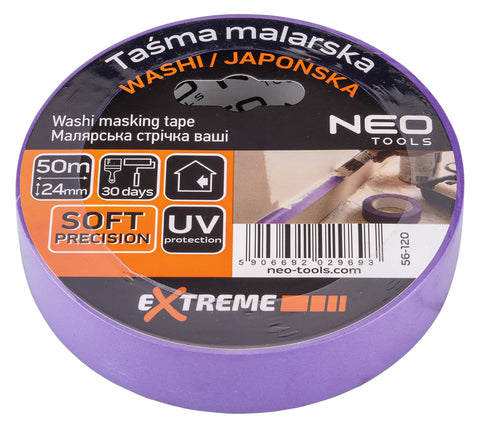 Ragasztószalag festőszalag lila, precíziós japán washi papír, 30 napig UV álló,színhatároláshoz, 24mmx50m