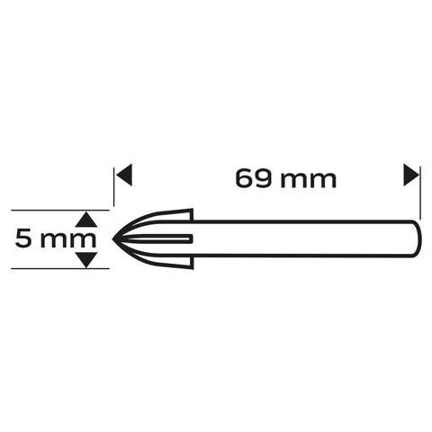 Univerzális 4 élű üvegfúró, fa, műanyag, fém, kőzet, kerámia fúráshoz, 5mm