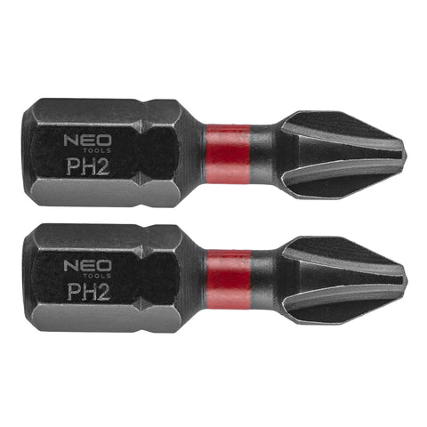 Torziós ütvecsavarozó bit PH2x25mm, 2db, NEO TOOLS