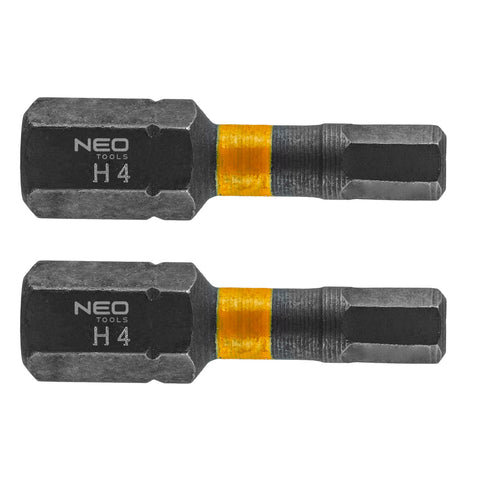 Torziós ütvecsavarozó bit, hatlapú, 4x25mm, 2db, NEO TOOLS