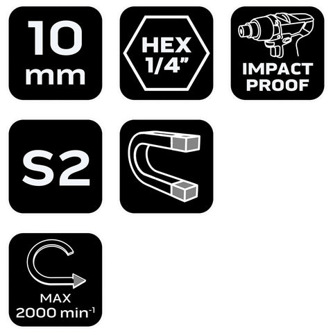 Csavarbehajtó ütvecsavarozókhoz, hatlapú, mágneses, 10mm, NEO TOOLS