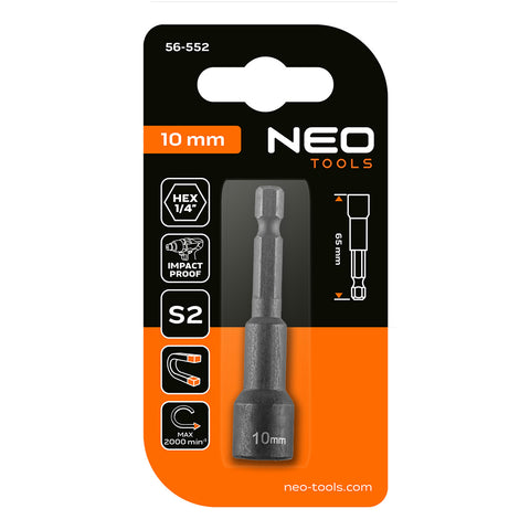 Csavarbehajtó ütvecsavarozókhoz, hatlapú, mágneses, 10mm, NEO TOOLS