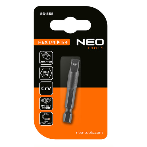 Adapter csavarbehajtókhoz 1/4" hatlapú-1/4" négyszög, min. rendelés: 4db