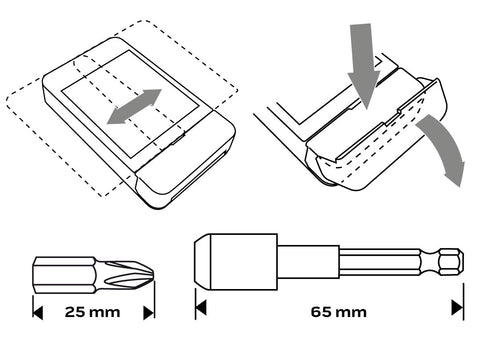 Csavarhúzó bitkészlet, 15db, bitek 14mm-8db, mágneses bittartó