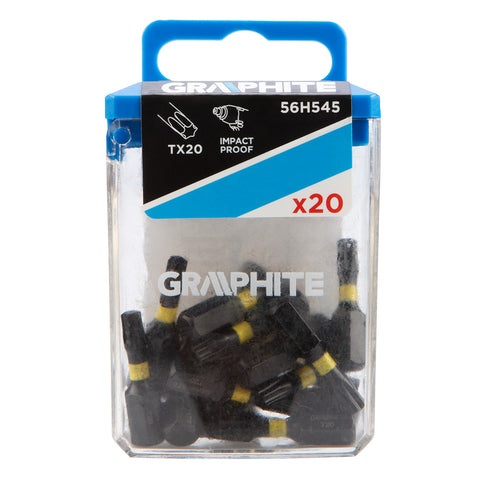 GRAPHITE 56H545 Torziós ütvecsavarozó bit TX20 x 25mm, 20db