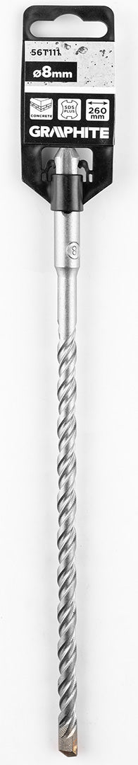 Betonfúró SDS PLUS, 2 élű, dupla spirálos, 8x260mm