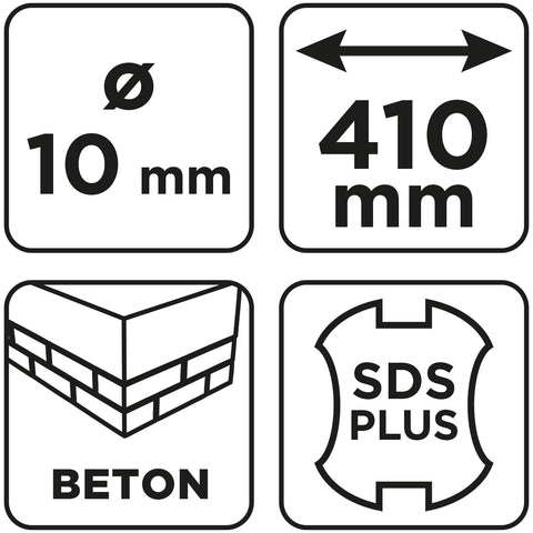 Betonfúró SDS PLUS, 2 élű, dupla spirálos, 10x410mm