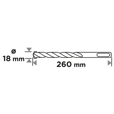 Betonfúró SDS PLUS, 2 élű, dupla spirálos, 18x260mm