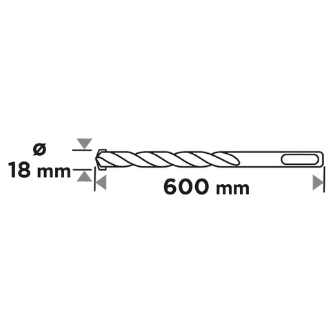 Betonfúró SDS PLUS, 2 élű, dupla spirálos, 18x600mm