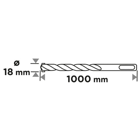 Betonfúró SDS PLUS, 2 élű, dupla spirálos, 18x1000mm