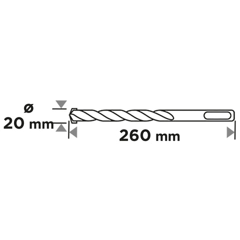 Betonfúró SDS PLUS, 2 élű, dupla spirálos, 20x260mm