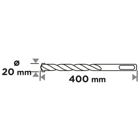 Betonfúró SDS PLUS, 2 élű, dupla spirálos, 20x400mm
