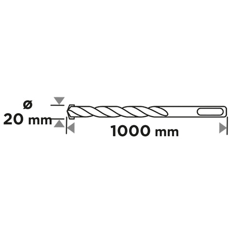 Betonfúró SDS PLUS, 2 élű, dupla spirálos, 20x1000mm