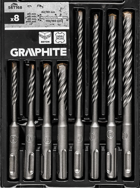 Betonfúró készlet, SDS PLUS, 2 élű, dupla spirálos, 5-10mm 8db-os