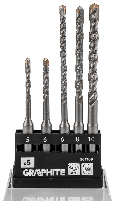 Betonfúró készlet, SDS PLUS, 2 élű, dupla spirálos, 5-10mm 5db-os