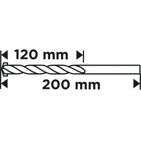 Betonfúró, hengeres szárú, 12x200mm