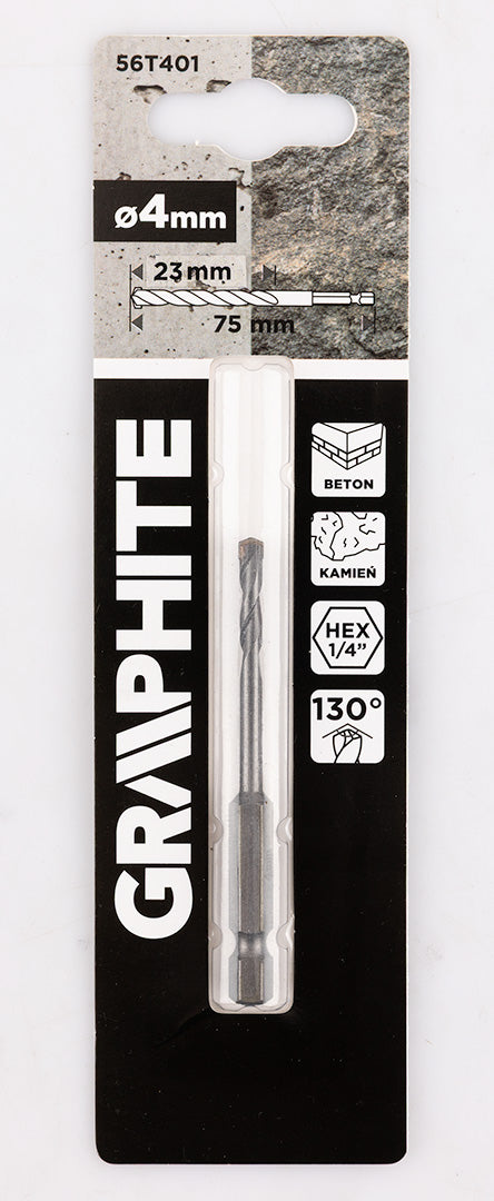 Betonfúró,1/4"-os hatszög szárral, 4mm, min.rendelés: 3db