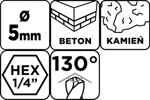 Betonfúró,1/4"-os hatszög szárral, 5mm, min.rendelés: 3db