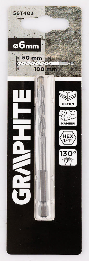 Betonfúró,1/4"-os hatszög szárral, 6mm, min.rendelés: 3db