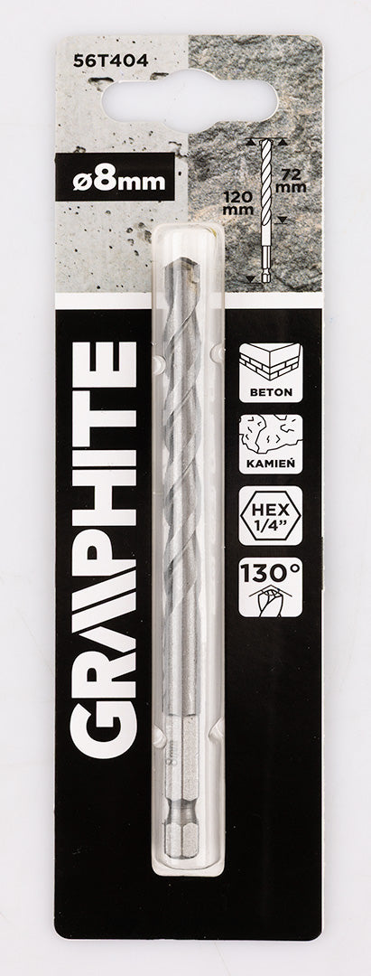 Betonfúró,1/4"-os hatszög szárral, 8mm, min.rendelés: 3db