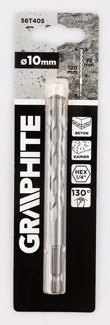 Betonfúró,1/4"-os hatszög szárral, 10mm