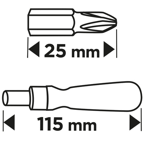Bitfejes csavarhúzó készlet 115mm-es racsnis szárral, műanyag tokban, 21db
