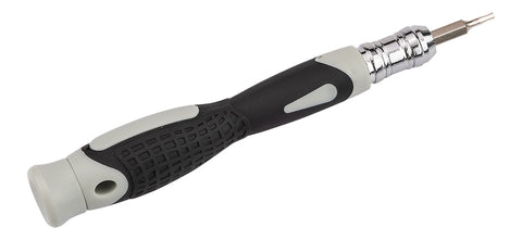 Bitfejes csavarhúzó készlet 100mm-es racsnis szárral, műanyag tokban, 31db