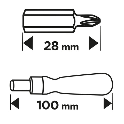 Bitfejes csavarhúzó készlet 100mm-es racsnis szárral, műanyag tokban, 31db