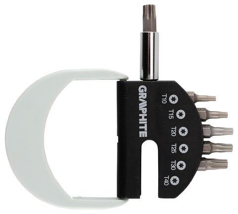 Csavarhúzó bitkészlet mágneses szárral, Torx 10-40, 7db-os