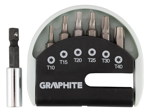 Csavarhúzó bitkészlet mágneses szárral, Torx 10-40, 7db-os