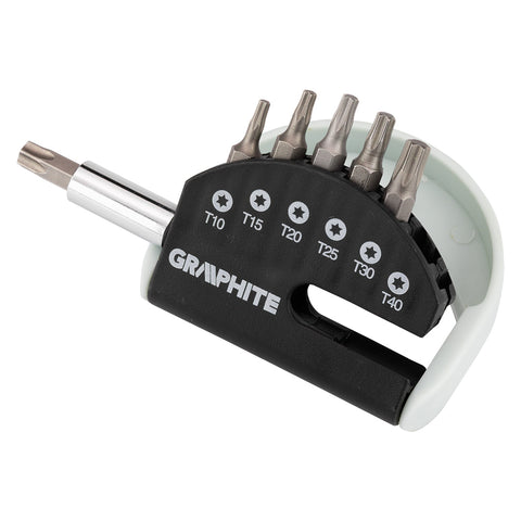 Csavarhúzó bitkészlet mágneses szárral, Torx 10-40, 7db-os