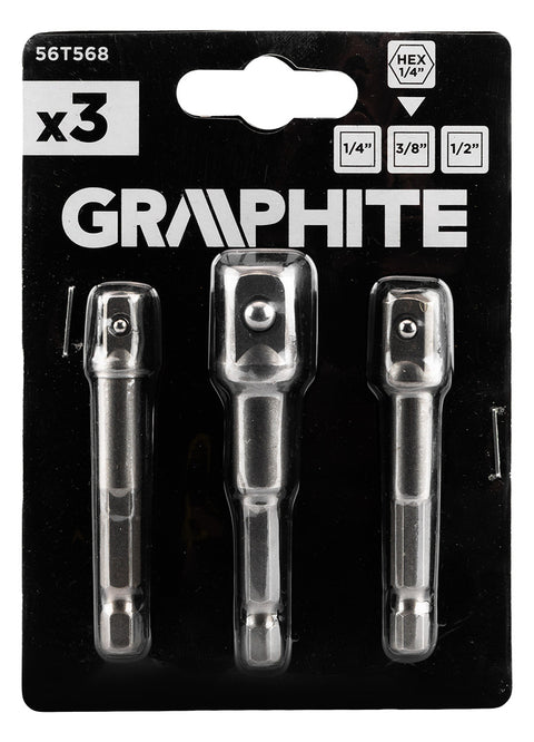 Adapterkészlet csavarbehajtókhoz, 1/4"-os szár, 1/4", 3/8", 1/2", 3db-os