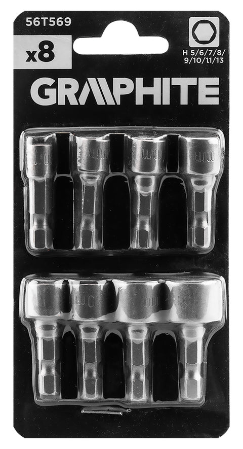 Csavarbehajtó készlet, hatlapfejű csavarokhoz, 1/4"-os szárral, 5-13mm, 8db-os