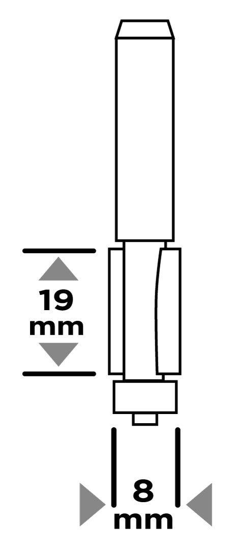 Felsőmaró kés, szintbemaró, 8x19mm, 8mm szárral