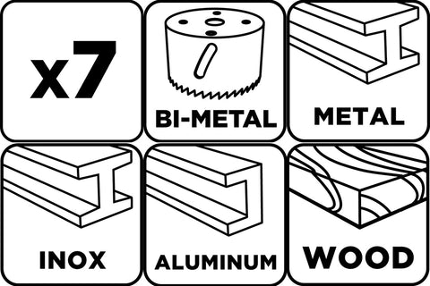 Körkivágó készlet, Bi-Metal, 7db-os, 19-68mm