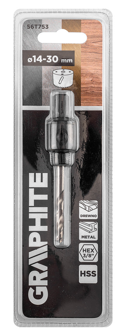 Központfúró befogóadapterrel, Bi-Metál körkivágókhoz, 14-30mm, hatszög szárral