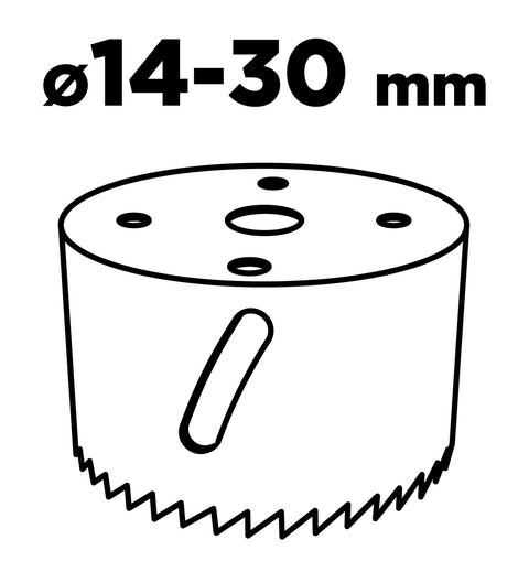 Központfúró befogóadapterrel, Bi-Metál körkivágókhoz, 14-30mm, hatszög szárral