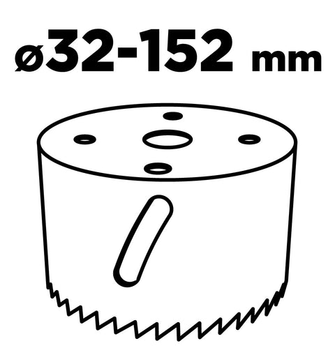 Központfúró befogóadapterrel, Bi-Metál körkivágókhoz, 32-152mm, hatszög szárral