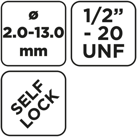 Fúrótokmány, kulcsnélküli, 1/2"-os menettel, 2-13mm