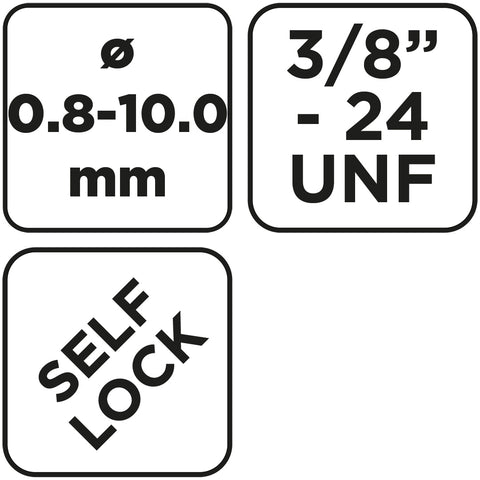 Fúrótokmány, kulcsnélküli, 3/8"-os menettel, 0,8-10mm