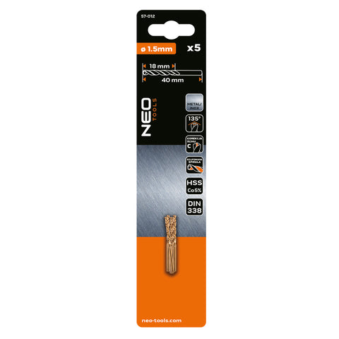 Csigafúró HSS-Cobalt 5% 1.5mm, 5db