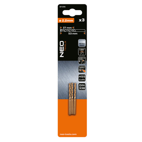 Csigafúró HSS-Cobalt 5% 2.2mm, 3db