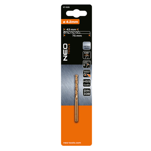 Csigafúró HSS-Cobalt 5% 4.2mm, NEO TOOLS