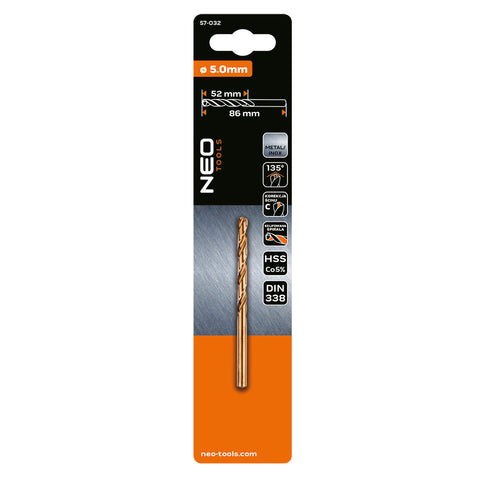 Csigafúró HSS-Cobalt 5% 5mm