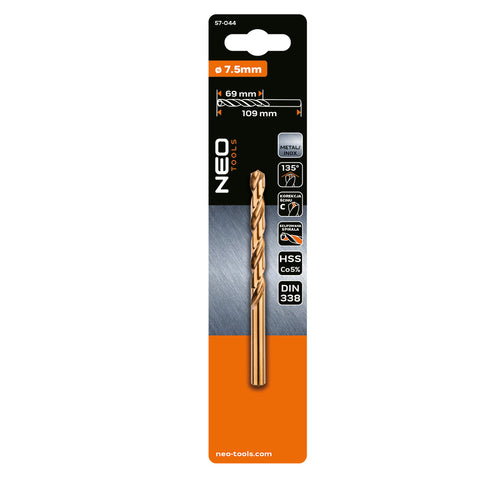 Csigafúró HSS-Cobalt 5% 7.5mm
