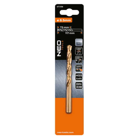 Csigafúró HSS-Cobalt 5% 8.5mm, NEO TOOLS