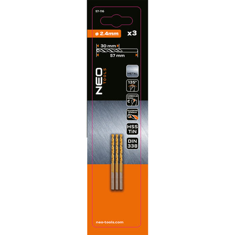 Csigafúró HSS Titán bevonattal 2.4mm, 3db, min. rendelés: 5cs