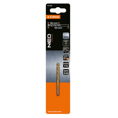 Csigafúró HSS Titán bevonattal 3.2mm, min. rendelés: 5db